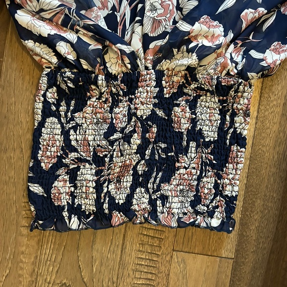 VENUS Floral High Low Dress - Blue and Cream - Picture 3 of 8